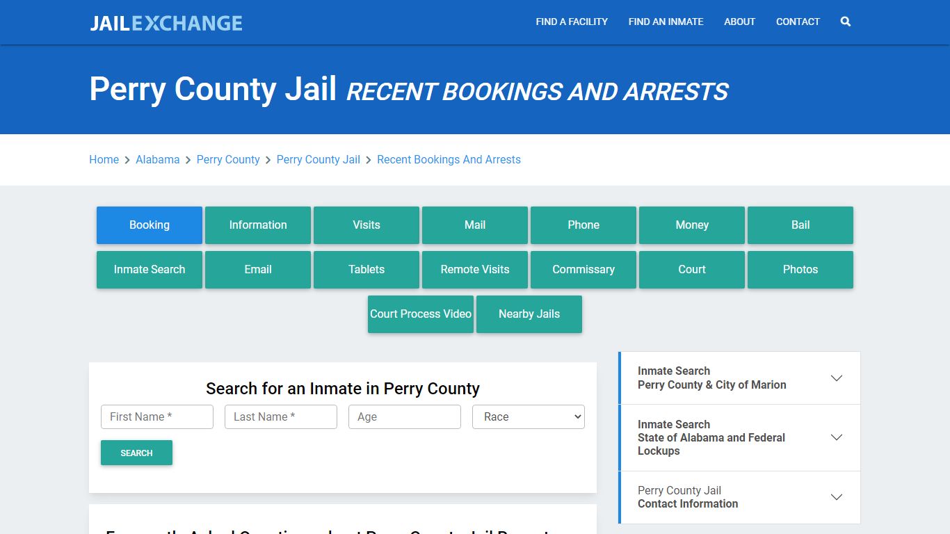 Perry County Jail AL Recent Arrests and Bookings - Jail Exchange