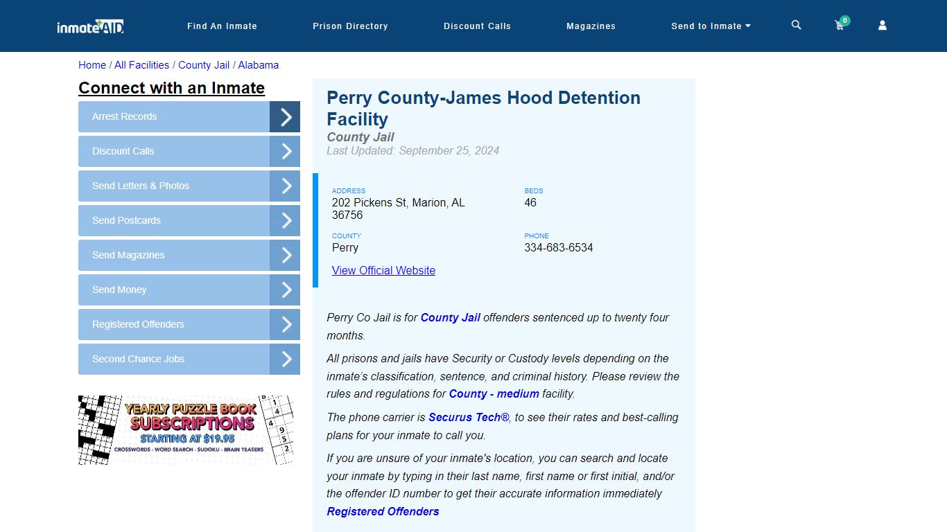 Perry County-James Hood Detention Facility - Inmate Locator