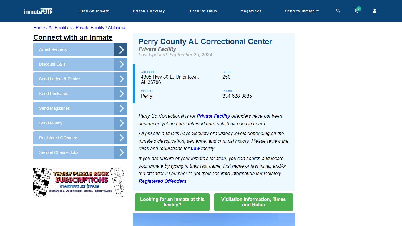 Perry County AL Correctional Center - Inmate Locator